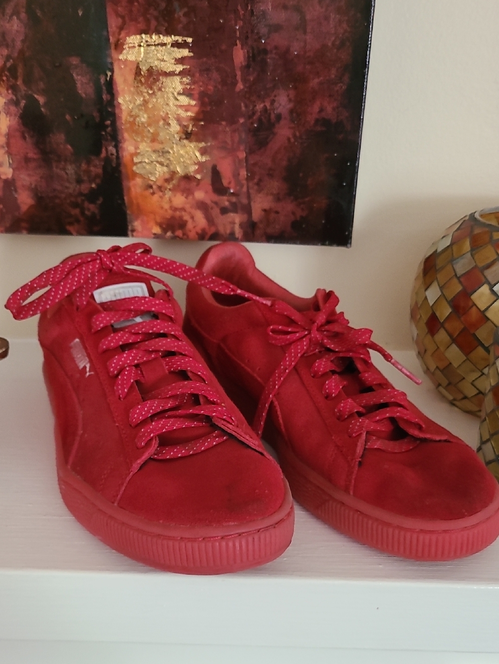 Puma Red Suede Athletic Sneakers